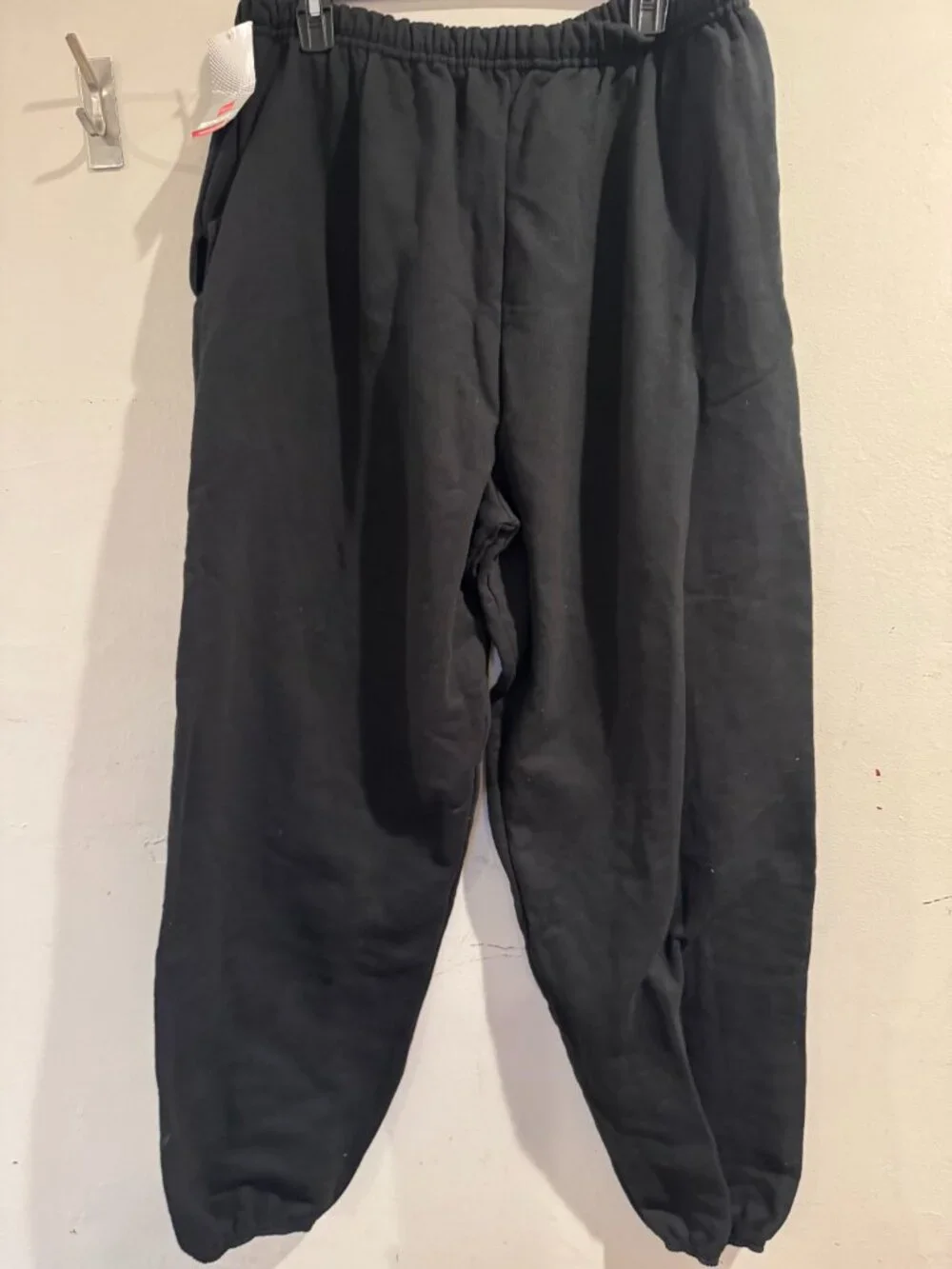 Hanes Black Jogger Sweat Pockets drawstring Pants Men's XL new